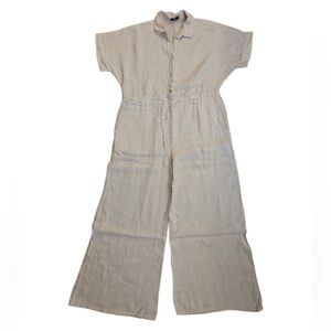 NT by Amor White Tan Sand Short Sleeve Jumpsuit!